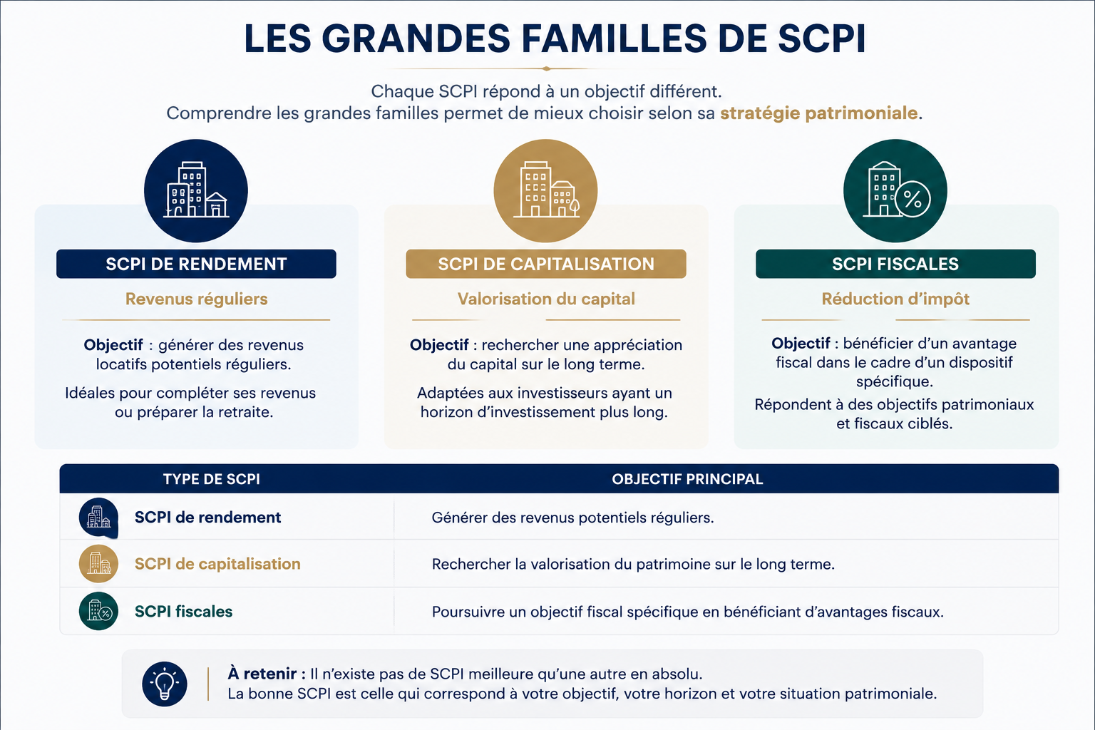 Les grandes familles de SCPI