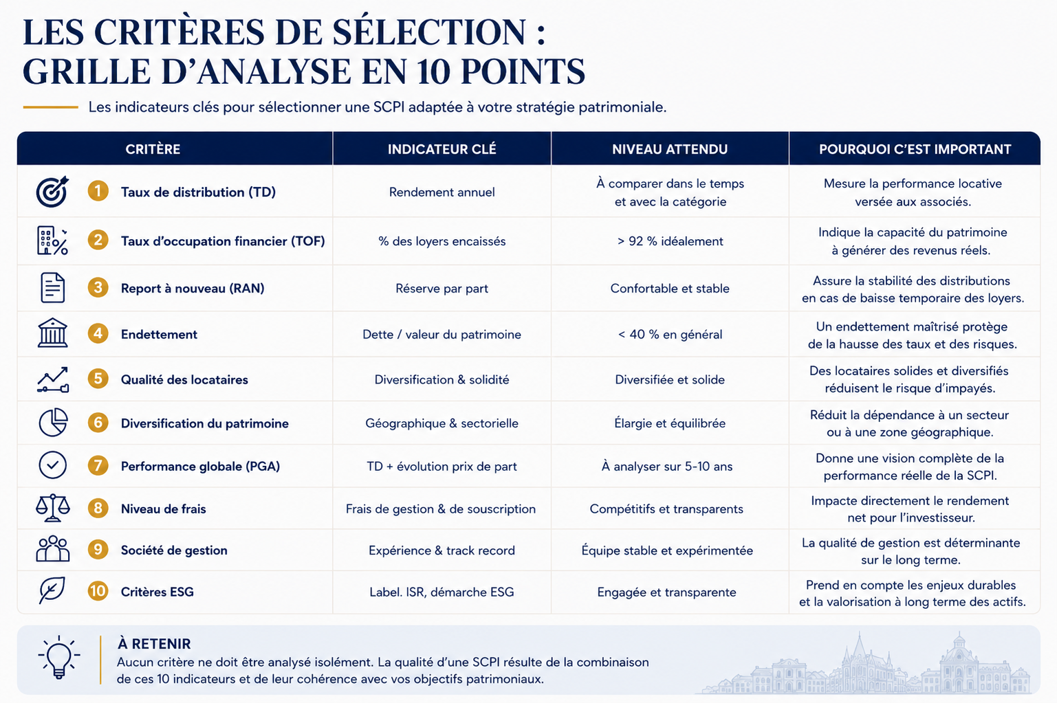 critères de sélection des SCPI